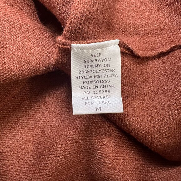 NWT Mable Women's Medium Brown Rust Knit Mini Skirt A-Line Flowy Pleated - Picture 5 of 9